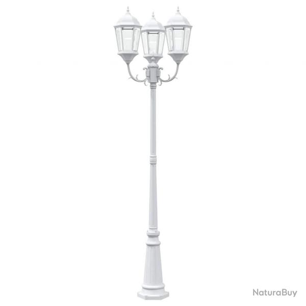 Poteau de lumire de jardin 3 lampes E27 Blanc 235 cm Aluminium