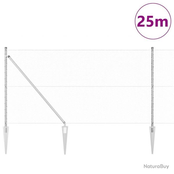 Ensemble de cltures Lot de 2 Acier galvanis 25 x 1 m