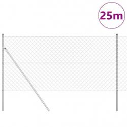 Jeu de Poteaux de Clôture Argent 1.2 x 25 m Acier galvanisé