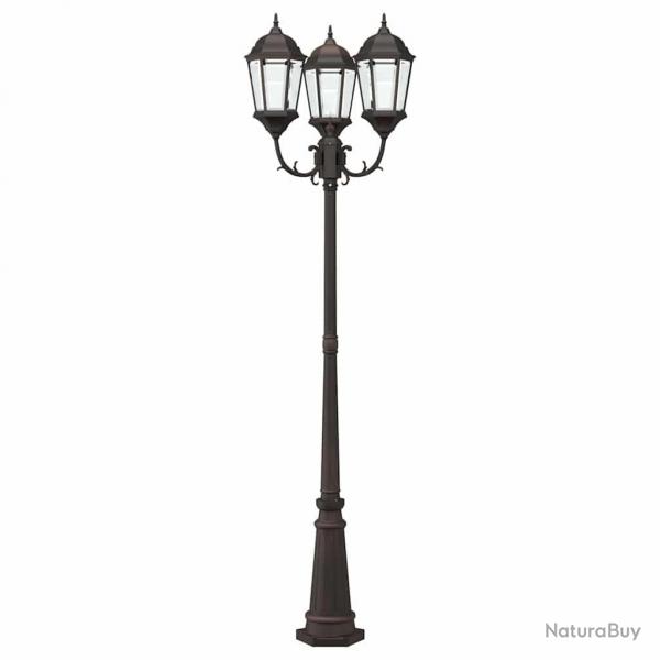 Poteau de lumire de jardin 3 lampes E27 Bronze 235 cm Aluminium