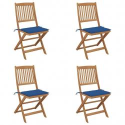 Chaises pliables de jardin lot de 4 avec coussins Bois d'acacia