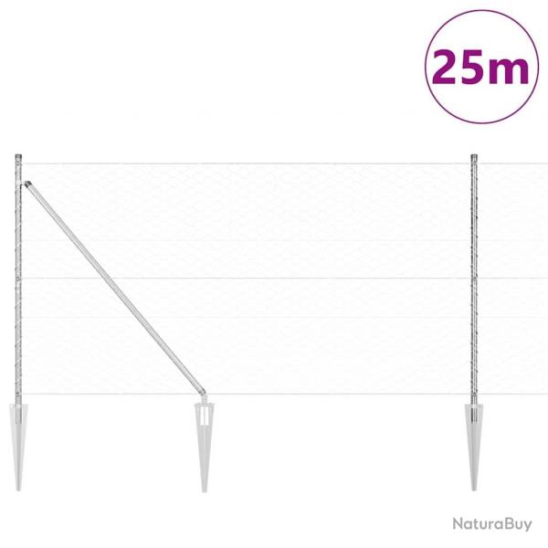 Ensemble de Clture Set de 2 Acier galvanis 25 x 1,2 m Durable