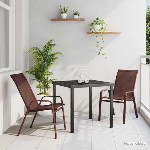 Ensemble de salle  manger de jardin 3 pices - Marron en Textilne et Acier