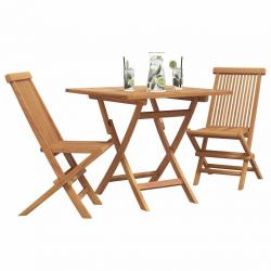 Ensemble Bistro de Jardin Pliable 3 Pièces en Bois d'Acacia Massif