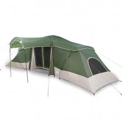 Tente Familiale avec des fenêtres en dôme verte, waterproof, pour 6 personnes.