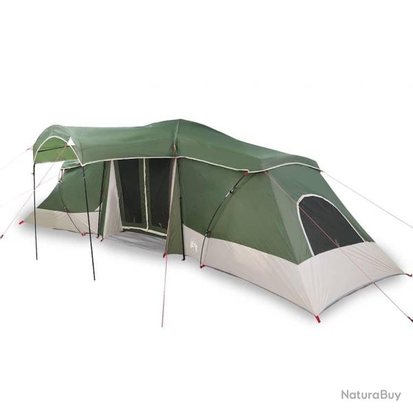 Tente Familiale avec des fentres en dme verte, waterproof, pour 6 personnes.