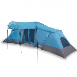 Tente familiale avec fenêtres, dôme bleu, pour 4 personnes et imperméable.