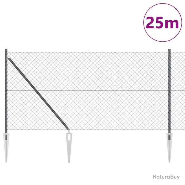 Jeu de Poteaux de Clture Gris 1 x 25 m