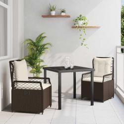 Ensemble de jardin , 3 pièces en rotin synthétique marron.