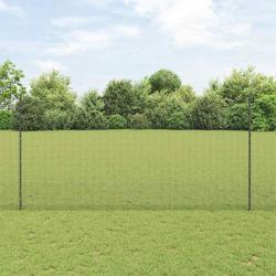 Clôture en fil soudé avec 22 poteaux en U Gris 1.6x25 m Acier
