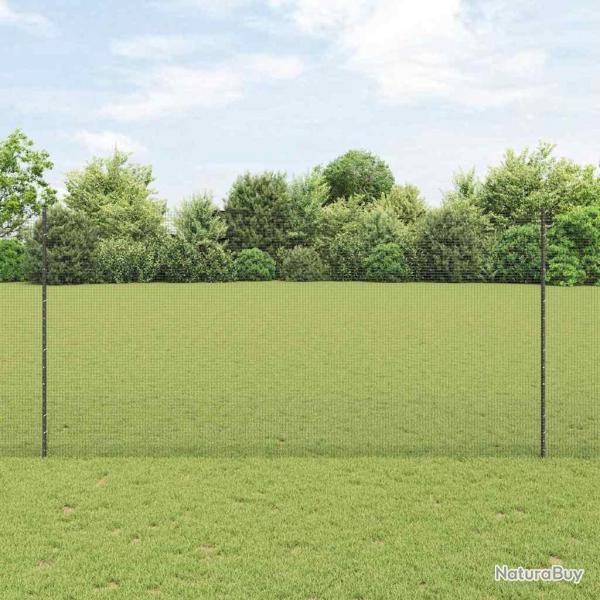 Clture en fil soud avec 22 poteaux en U Gris 1.6x25 m Acier