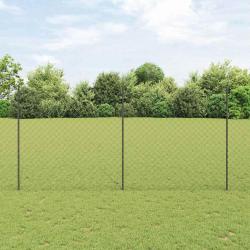 Clôture en maillon de chaîne avec 44 poteaux en U Gris 1.6x25 m Acier