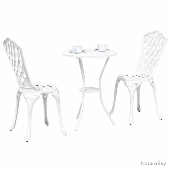 Set de bistro jardin 3 pices en alu blanc