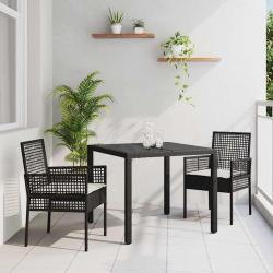 Ensemble de salle à manger pour jardin 3 pcs Noir