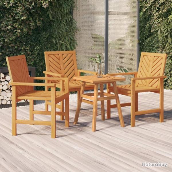 Chaises  manger de jardin lot de 3 bois massif d'acacia
