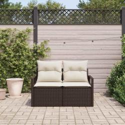 Canapé de jardin 2 places avec rangement et coussins en poly rattan