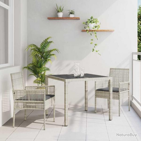 Ensemble de salle  manger pour jardin 3 pcs Gris clair