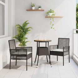 Ensemble de Salle à Manger de Jardin de 3 Pièces Noir Poly Rattan