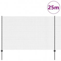 Clôture en fil soudé avec 22 poteaux en U Gris 1.6x25 m en acier