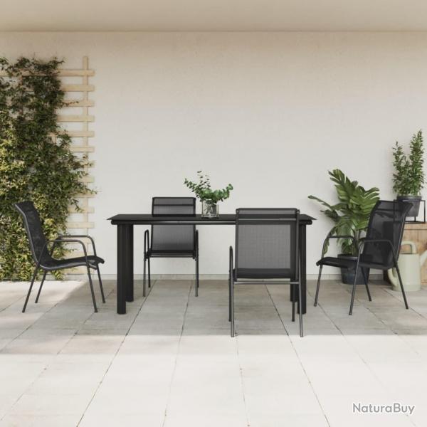 Ensemble  manger de jardin 5 pcs noir textilne et acier