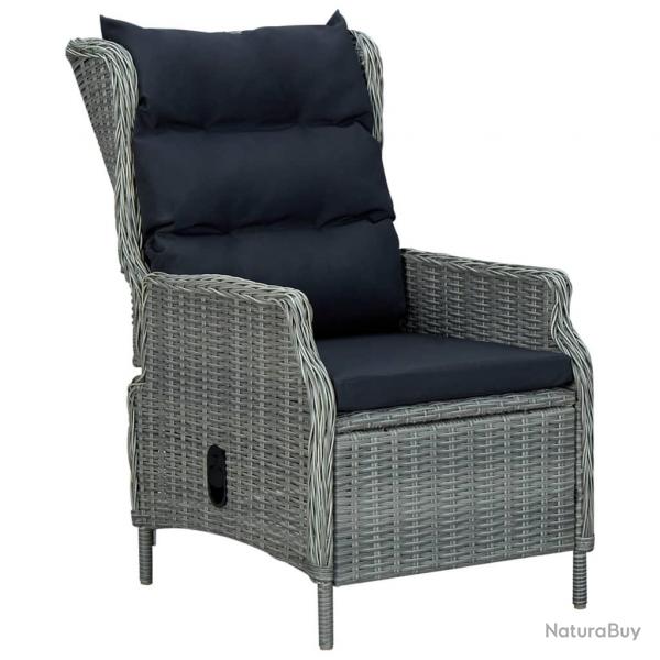 Chaise inclinable de jardin coussins Rsine tresse Gris clair