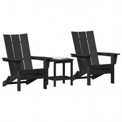 Ensemble de jardin 3 pièces Noir HDPE