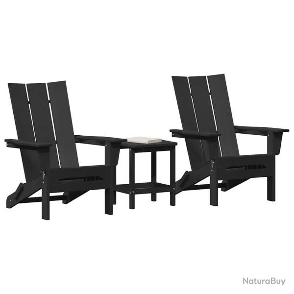 Ensemble de jardin 3 pices Noir HDPE