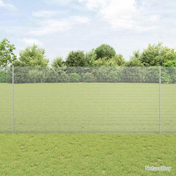 Clture en fil soud avec 22 poteaux en U Argent 1.4x25 m Acier