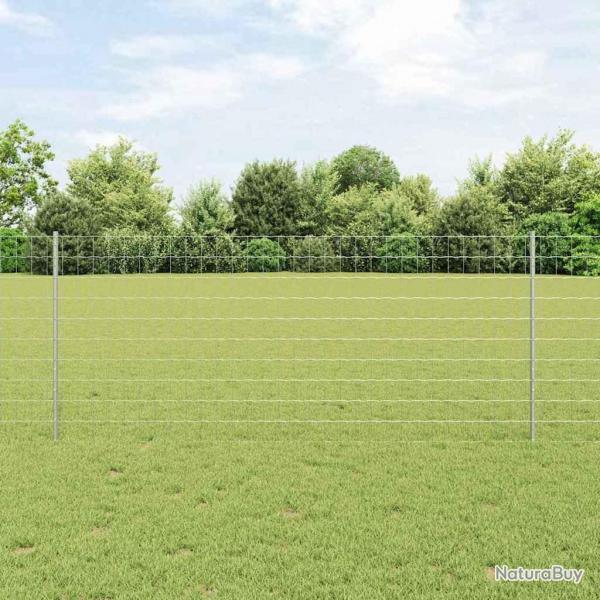 Clture Euro avec 22 poteaux U Argent 1x25 m Acier