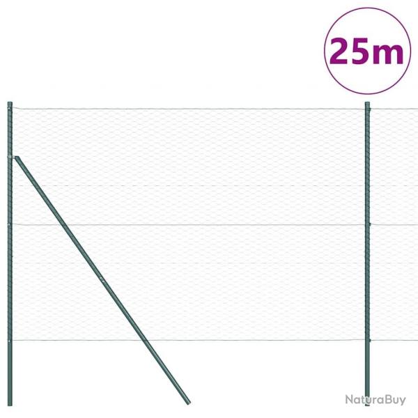 Ensemble de Clture Ensemble de 2 Vert Mtal 25m x 1.5m Durable