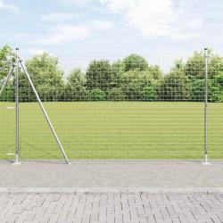 Poteaux de clôture avec plaques de base, 26 pcs, Ø32mm, 83,5cm en acier galvanisé