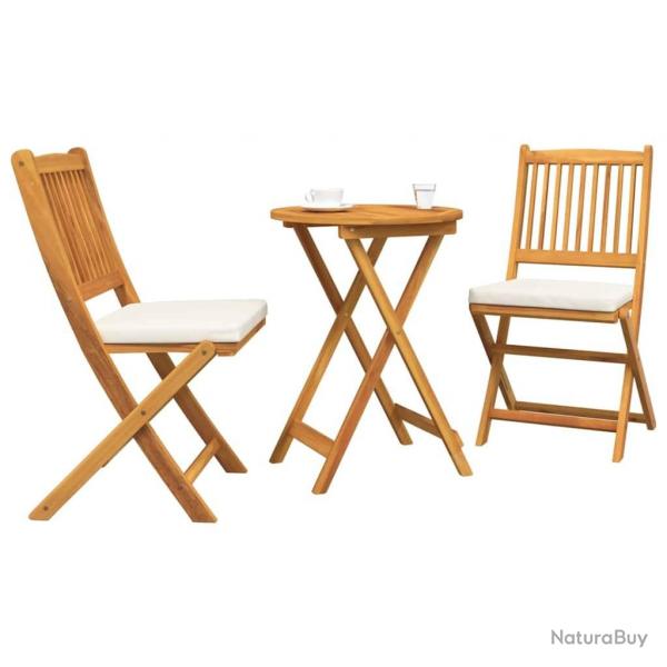 Ensemble bistro de jardin 3 pices en bois d'acacia massif