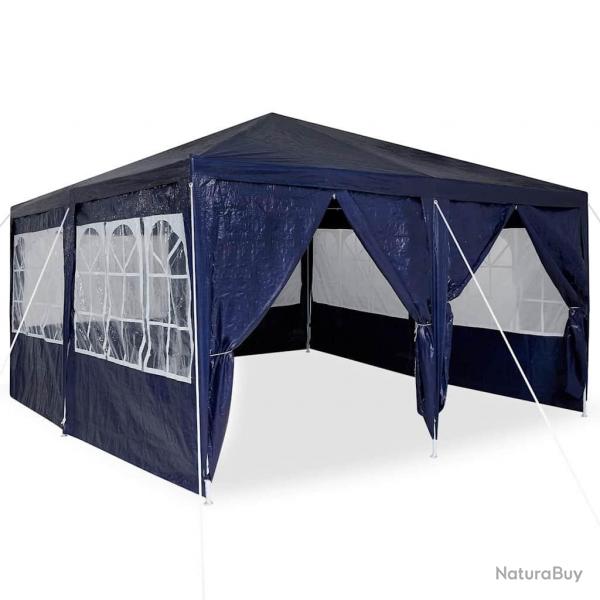 Tente de fte avec 8 parois latrales bleues 4x4 m PE