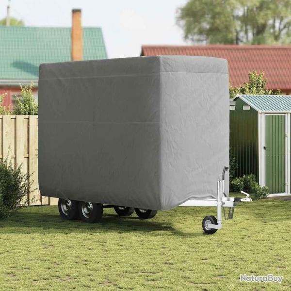 Housse de remorque chevaux gris 376x168x240 cm tissu non tiss