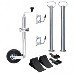 Roue jockey 48 mm avec 2 tubes de support et 3 pinces divisées