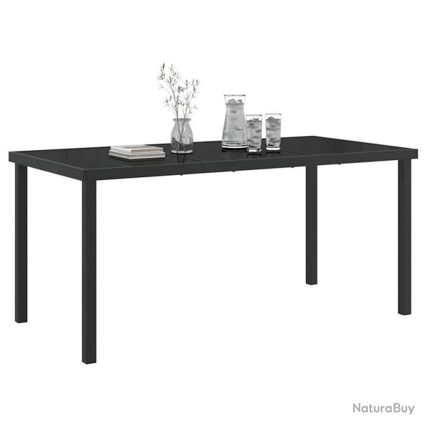 Table de Jardin Noire 160x80x73 cm Verre Tremp