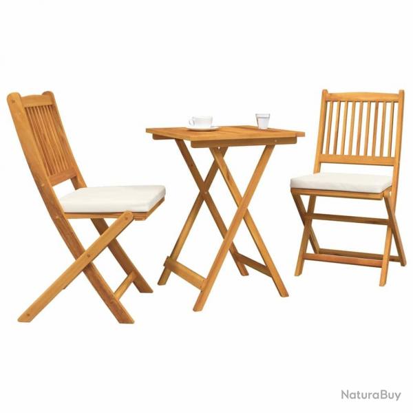 Set de bistro de jardin en 3 pices en bois d'acacia