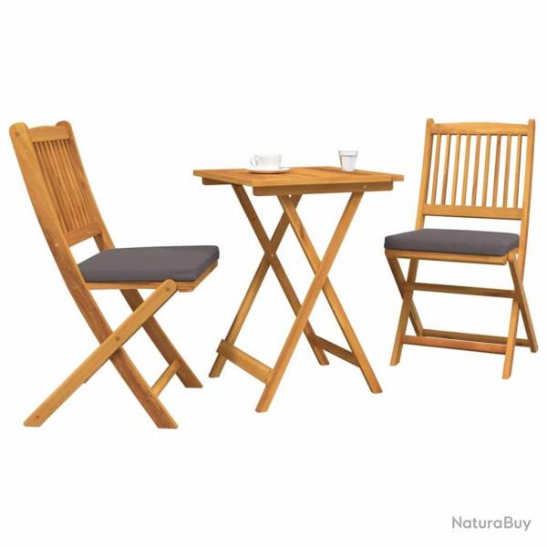 Ensemble bistro de jardin 3 pices en bois massif d'acacia vidaXL