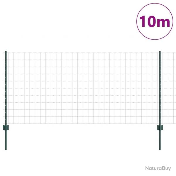 Clture Euro avec 5 Poteaux en U Verte 1x10 m Acier