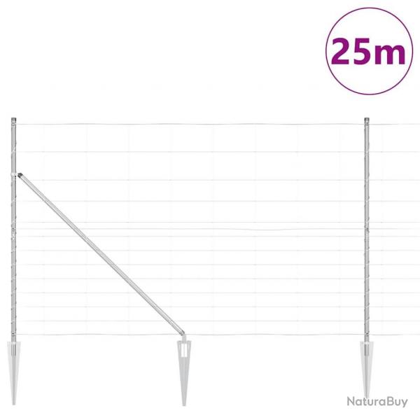 Cloture de champ 1,5 x 25 m en acier galvanis