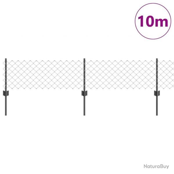Clture en maillons de chane avec 10 poteaux en U Gris 0.4x10 m Acier