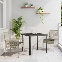Ensemble de salle à manger de jardin 3 pièces avec coussins Gris clair Rattan PE
