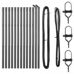 Ensemble de poteaux de clôture 13 pcs Gris Ø32mm 80 cm Métal