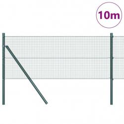 Clôture en fil soudé avec 7 poteaux Vert 0.4x10 m Acier
