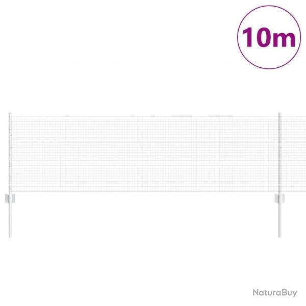 Clture en fil soud avec 5 poteaux en U argent 0.6x10 m en acier