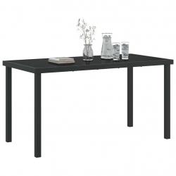 Table de jardin noire 140x80x73 cm en verre trempé