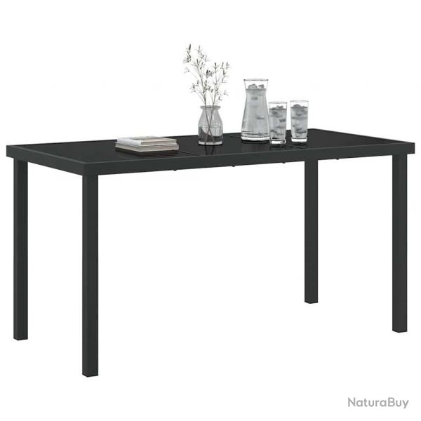Table de jardin noire 140x80x73 cm en verre tremp