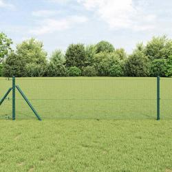 Set de poteaux de clôture vert revêtu de PVC Lot de 2 25 x 0.5 m