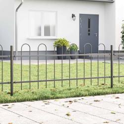 Clôture de jardin en gris, 3,4 x 0,6 m, en acier