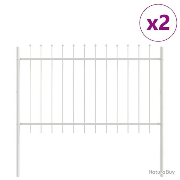 Clture de jardin Blanc 5.1 x 1 m Acier enduit de poudre